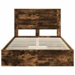 vidaXL Rám postele Dymová dub 135 x 190 cm Kompozitné drevo – Obrázok 8