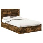 vidaXL Úložná posteľ Dymová dub 120 x 190 cm Kompozitné drevo – Obrázok 2