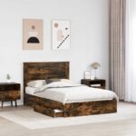 vidaXL Úložná posteľ Dymová dub 120 x 190 cm Kompozitné drevo – Obrázok 3