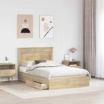 vidaXL Úložná posteľ Sonoma dub 120 x 200 cm Kompozitné drevo – Obrázok 3
