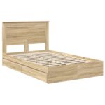 vidaXL Úložná posteľ Sonoma dub 120 x 200 cm Kompozitné drevo – Obrázok 4