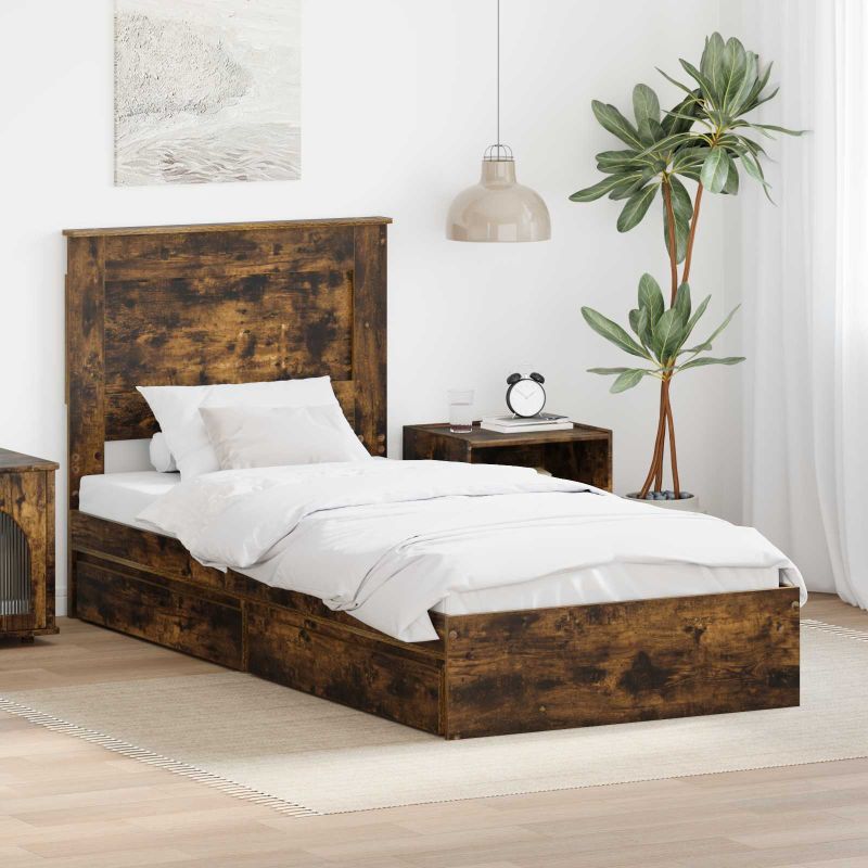 3410277_1.jpg vidaXL Úložná posteľ Dymová dub 90 x 200 cm Kompozitné drevo – Obrázok 1