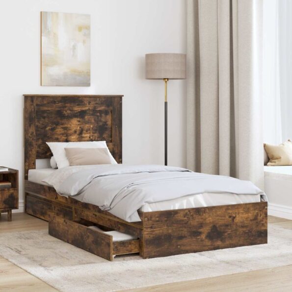 vidaXL Úložná posteľ Dymová dub 90 x 200 cm Kompozitné drevo – Obrázok 3