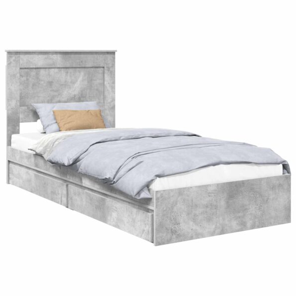 vidaXL Úložná posteľ Betónová šedá 75 x 190 cm Kompozitné drevo – Obrázok 2