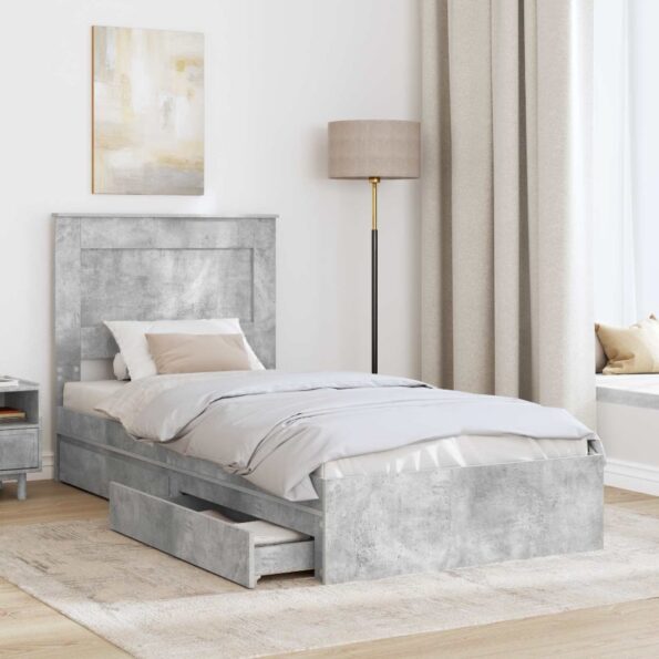 vidaXL Úložná posteľ Betónová šedá 75 x 190 cm Kompozitné drevo – Obrázok 3