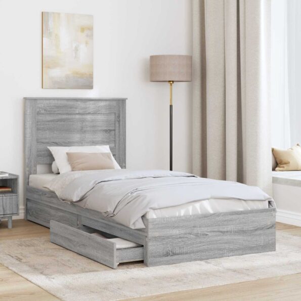 vidaXL Úložná posteľ Sivý Sonoma 75 x 190 cm Kompozitné drevo – Obrázok 3