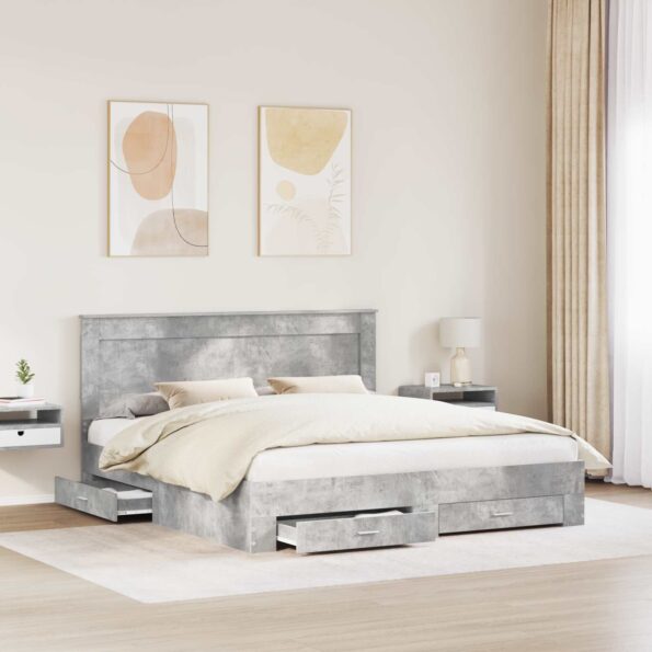 vidaXL Rám postele so zásuvkou s čelnou doskou Kompozitné drevo – Obrázok 3