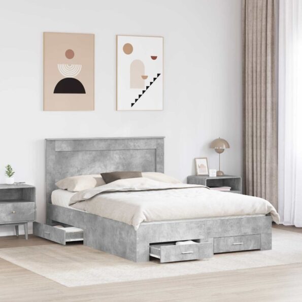 vidaXL Rám postele so zásuvkou s čelnou doskou Kompozitné drevo – Obrázok 3