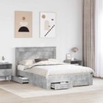 vidaXL Rám postele so zásuvkou s čelnou doskou Kompozitné drevo – Obrázok 3