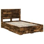 vidaXL Rám postele Dymová dub 135 x 190 cm Kompozitné drevo – Obrázok 4