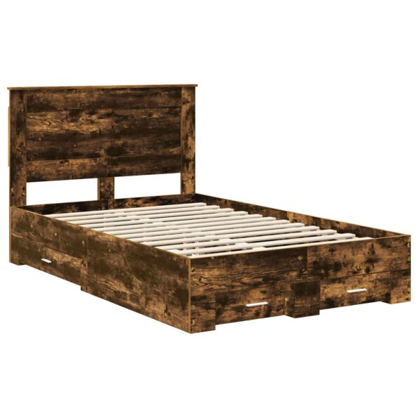 vidaXL Rám postele Dymová dub 135 x 190 cm Kompozitné drevo – Obrázok 4
