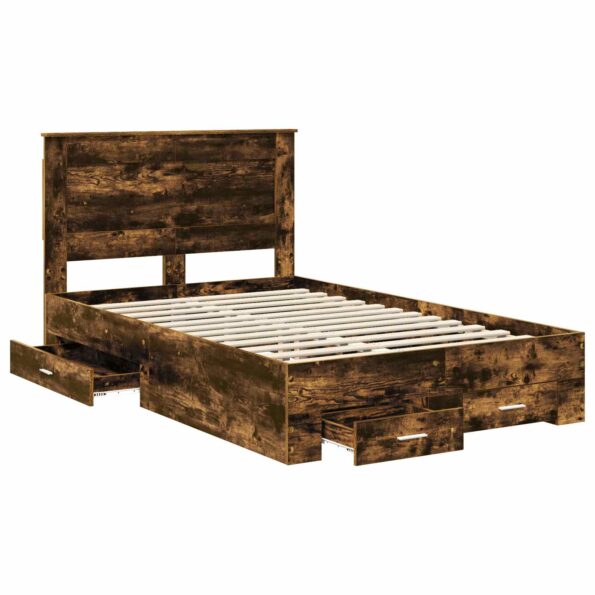 vidaXL Rám postele Dymová dub 135 x 190 cm Kompozitné drevo – Obrázok 5