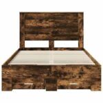 vidaXL Rám postele Dymová dub 135 x 190 cm Kompozitné drevo – Obrázok 8