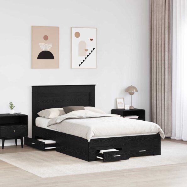 vidaXL Rám postele Čierny dub 120 x 190 cm Kompozitné drevo – Obrázok 3