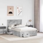vidaXL Rám postele Betónová šedá 120 x 200 cm Kompozitné drevo – Obrázok 3