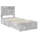 vidaXL Rám postele so zásuvkou Betónová sivá a striebro 75 x 190 cm – Obrázok 4