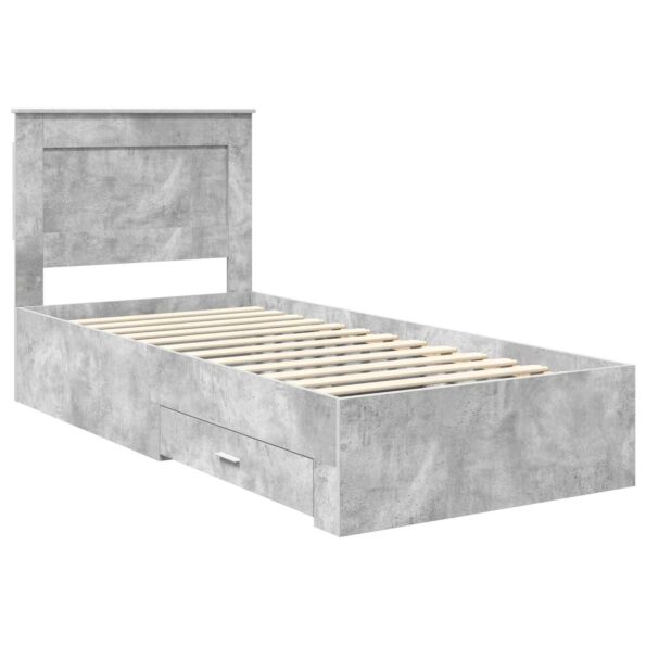 vidaXL Rám postele so zásuvkou Betónová sivá a striebro 75 x 190 cm – Obrázok 4