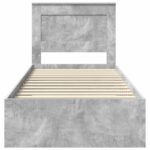 vidaXL Rám postele so zásuvkou Betónová sivá a striebro 75 x 190 cm – Obrázok 7