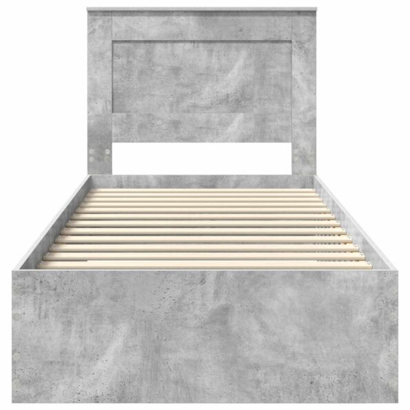 vidaXL Rám postele so zásuvkou Betónová sivá a striebro 75 x 190 cm – Obrázok 7