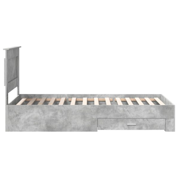vidaXL Rám postele so zásuvkou Betónová sivá a striebro 75 x 190 cm – Obrázok 8