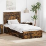 vidaXL Rám postele Dymový dub a striebro 75 x 190 cm Kompozitné drevo