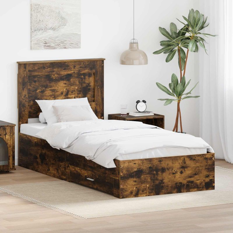 3410377_1.jpg vidaXL Rám postele Dymový dub a striebro 75 x 190 cm Kompozitné drevo – Obrázok 1