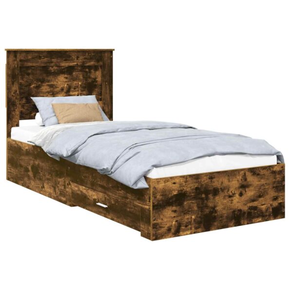 vidaXL Rám postele Dymový dub a striebro 75 x 190 cm Kompozitné drevo – Obrázok 2
