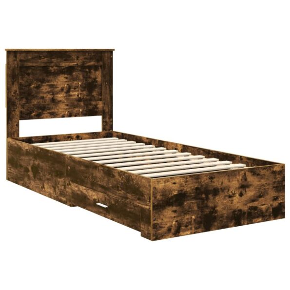 vidaXL Rám postele Dymový dub a striebro 75 x 190 cm Kompozitné drevo – Obrázok 4