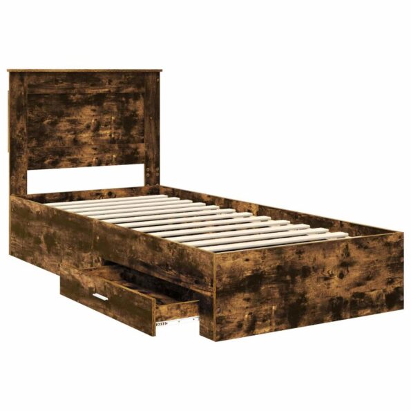 vidaXL Rám postele Dymový dub a striebro 75 x 190 cm Kompozitné drevo – Obrázok 5