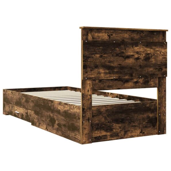 vidaXL Rám postele Dymový dub a striebro 75 x 190 cm Kompozitné drevo – Obrázok 9