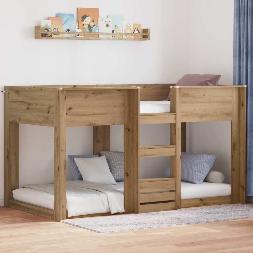 3410402_1.jpg vidaXL Poschodová posteľ pre deti Remeselný dub 90 x 190 cm – Obrázok 1