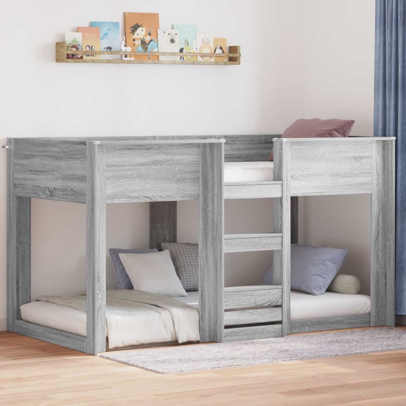 3410416_1.jpg vidaXL Poschodová posteľ pre deti Sivý Sonoma 90 x 200 cm – Obrázok 1