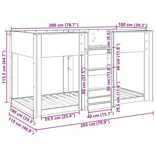 vidaXL Poschodová posteľ pre deti Biela 100 x 200 cm Kompozitné drevo – Obrázok 11