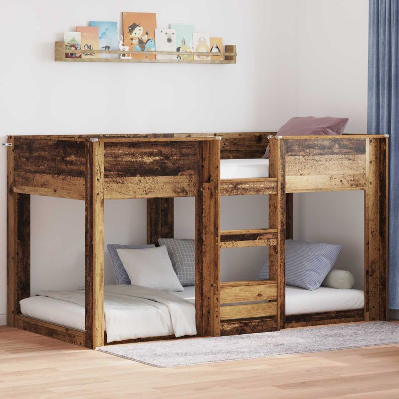 3410425_1.jpg vidaXL Poschodová posteľ pre deti Staré drevo 100 x 200 cm – Obrázok 1