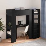 vidaXL Rám poschodovej postele so stolom Čierny dub 100 x 200 cm