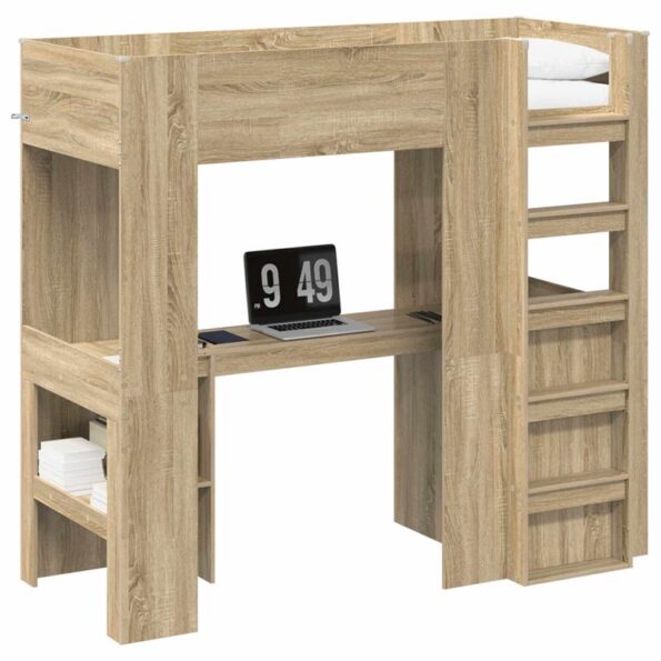 vidaXL Rám poschodovej postele so stolom Sonoma dub 75 x 190 cm – Obrázok 2