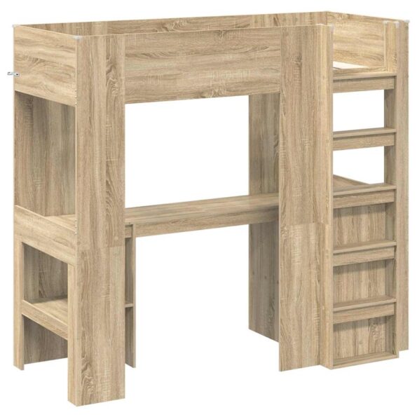 vidaXL Rám poschodovej postele so stolom Sonoma dub 75 x 190 cm – Obrázok 4