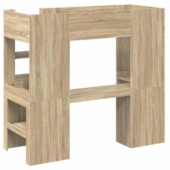 vidaXL Rám poschodovej postele so stolom Sonoma dub 75 x 190 cm – Obrázok 7