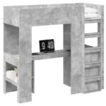 vidaXL Rám poschodovej postele so stolom Betónová šedá 75 x 190 cm – Obrázok 2