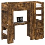 vidaXL Rám poschodovej postele so stolom s úložiskom Kompozitné drevo – Obrázok 2