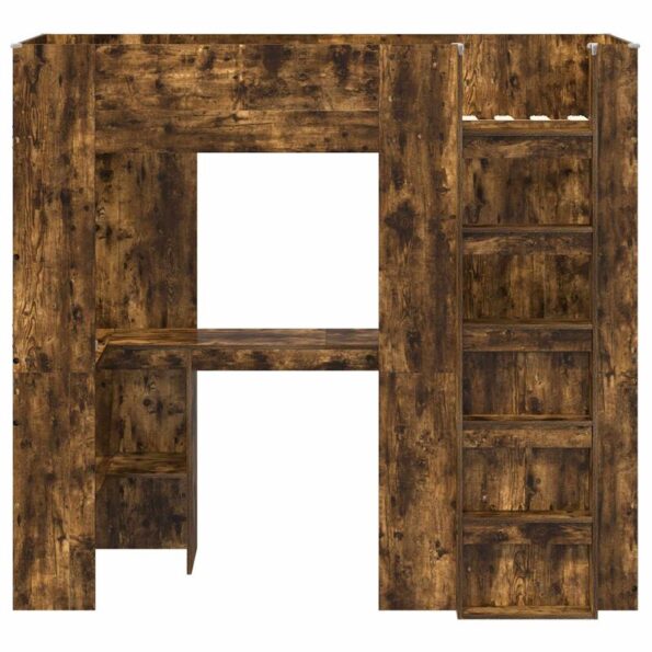 vidaXL Rám poschodovej postele so stolom s úložiskom Kompozitné drevo – Obrázok 5