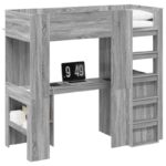 vidaXL Rám poschodovej postele so stolom Sivý Sonoma 75 x 190 cm – Obrázok 2