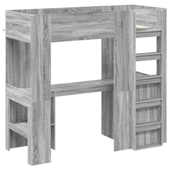 vidaXL Rám poschodovej postele so stolom Sivý Sonoma 75 x 190 cm – Obrázok 4