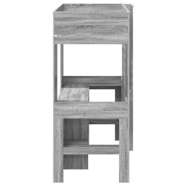 vidaXL Rám poschodovej postele so stolom Sivý Sonoma 75 x 190 cm – Obrázok 6