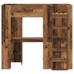 vidaXL Rám poschodovej postele so stolom Staré drevo 75 x 190 cm – Obrázok 5
