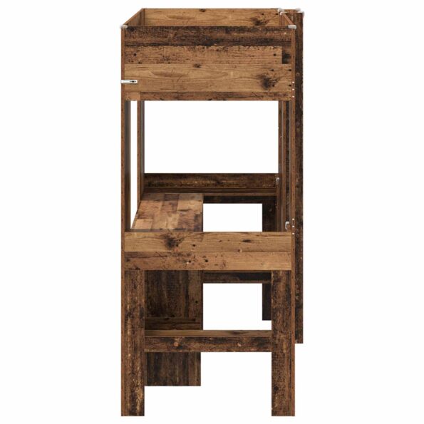 vidaXL Rám poschodovej postele so stolom Staré drevo 75 x 190 cm – Obrázok 6