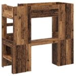 vidaXL Rám poschodovej postele so stolom Staré drevo 75 x 190 cm – Obrázok 7