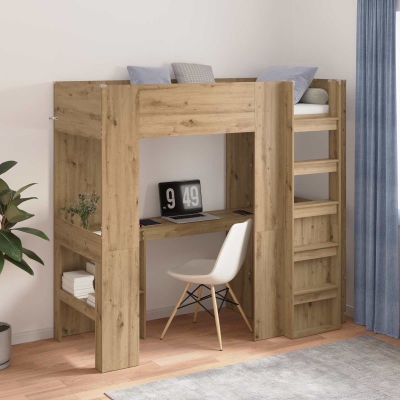 3410434_1.jpg vidaXL Rám poschodovej postele so stolom Remeselný dub 75 x 190 cm – Obrázok 1