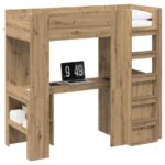 vidaXL Rám poschodovej postele so stolom Remeselný dub 75 x 190 cm – Obrázok 2