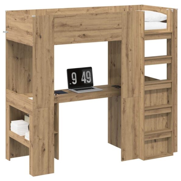 vidaXL Rám poschodovej postele so stolom Remeselný dub 75 x 190 cm – Obrázok 2